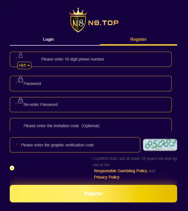 रजिस्टर n8 कैसीनो